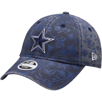 Women's Dallas Cowboys New Era Navy Floral Peek 9TWENTY Adjustable Hat 3042966